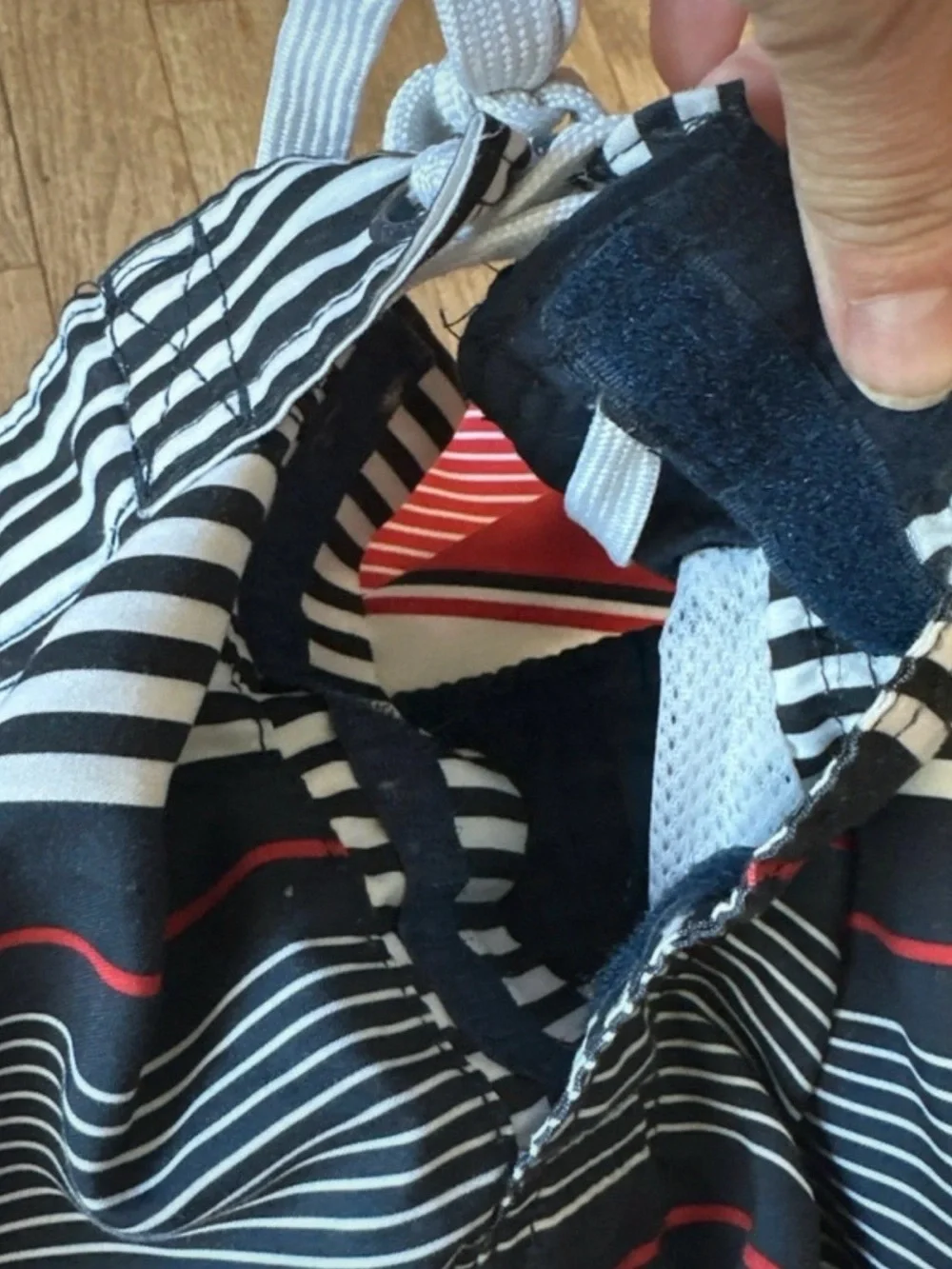 OP Patriotic Red White Blue Striped Lined Swim Trunks Board Shorts XL 40/42